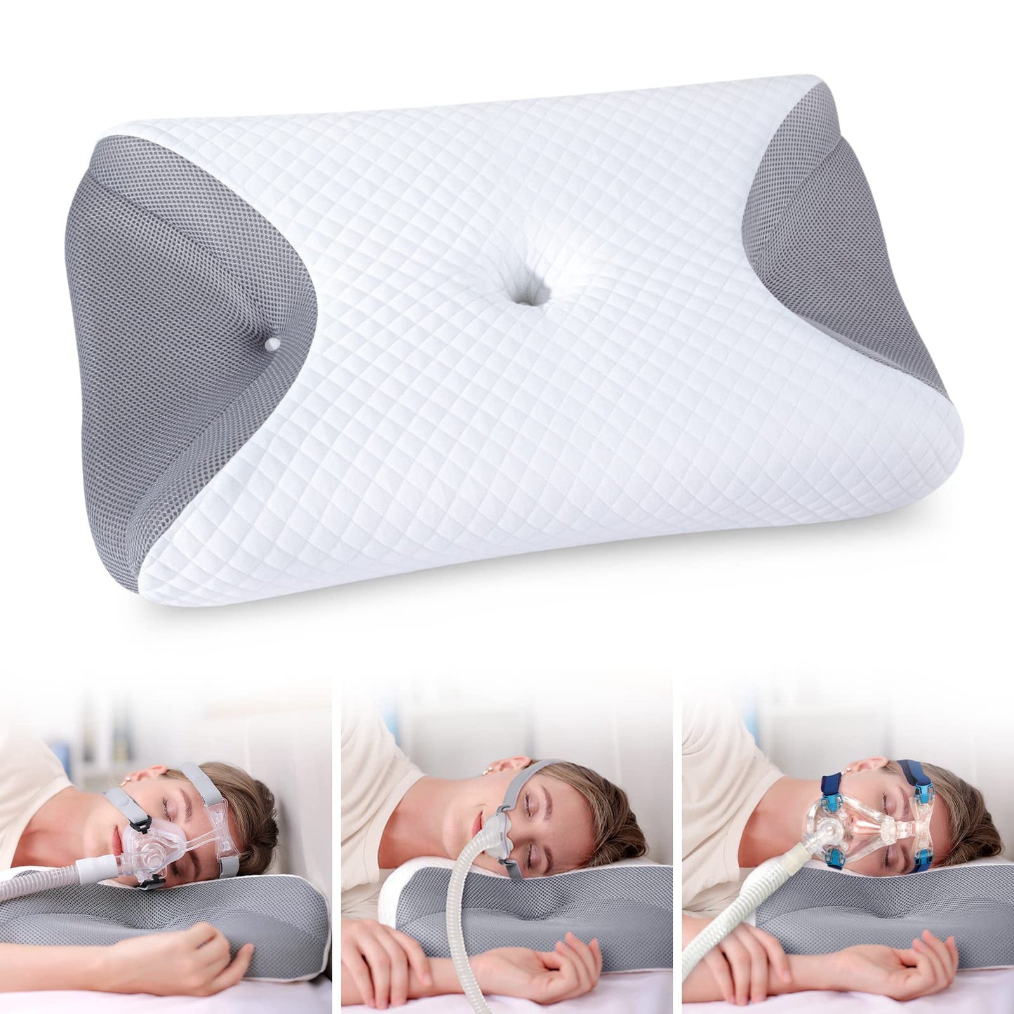 HOMCA CPAP Pillow for Side Sleeping, CPAP Nasal Pillows for All CPAP Masks Users to Reduce Air Leaks & Masks Pressure, Neck Support Pillows for Sleeping for Neck Pain Relief