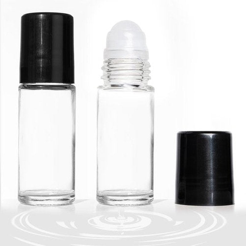 2 PCS Empty Glass Roller Bottles Plastic Roller Ball ，Deodorant Roll On Bottles for Essential Oils, Perfume, Cosmetics （30ml ） (2pcs Round)
