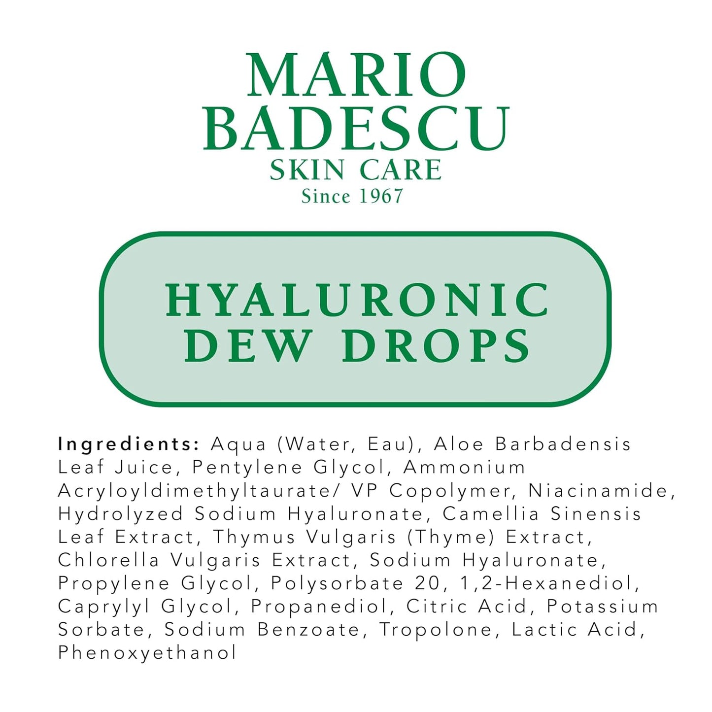 Mario Badescu Hyaluronic Dew Drops for All Skin Types – Hydrating Gel-Serum Hybrid with Sodium Hyaluronate, Niacinamide & Botanical Extracts for a Dewy, Glass-Like Glow – 1 Fl Oz