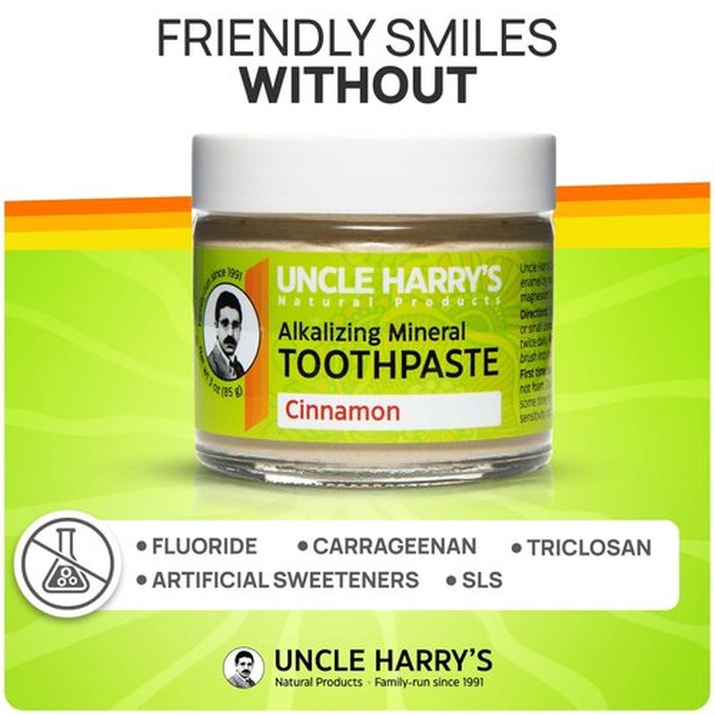 Uncle Harry's Cinnamon Remineralizing Toothpaste | Natural Whitening Toothpaste Freshens Breath & Promotes Enamel | Vegan Fluoride Free Toothpaste (4 Pack)