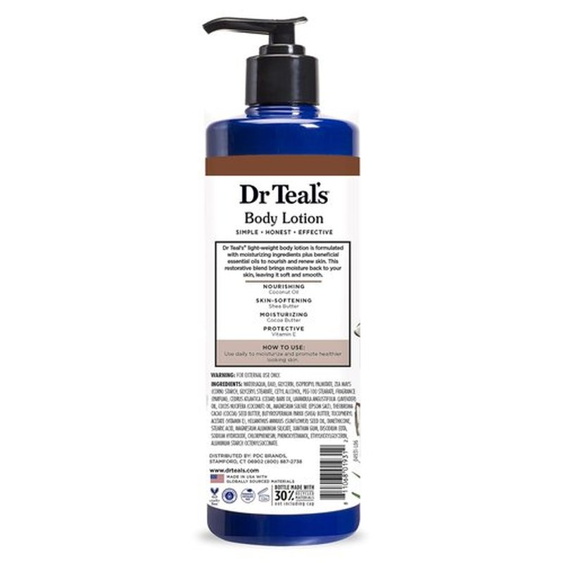 Dr Teal's Body Lotion, Coconut Oil & Essential Oils, 18 fl oz (Pack of 3)