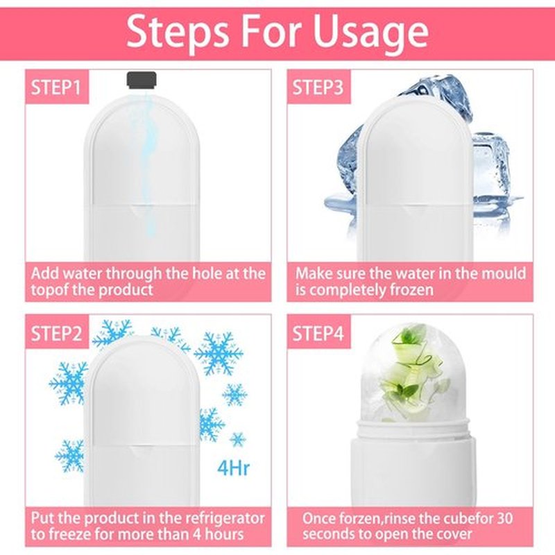 KOGITI Ice Mold for Face, Ice Roller for Face & Eye, Beauty Facial Ice Rollers Ice Holder Mold Face Puffiness Relief Massage Skin Care Tools, Ice Facial Cube (New-White)