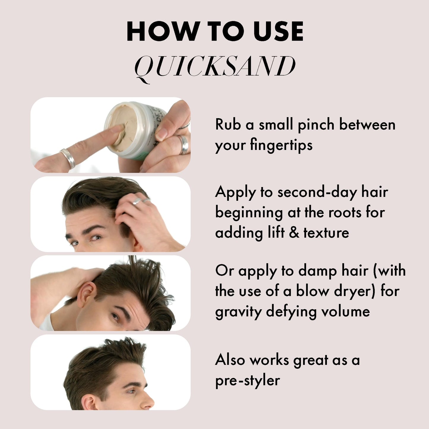 Hanz de Fuko Quicksand – Premium Men’s Hair Styling Wax & Dry Shampoo Combo – High Hold, Ultra Matte Finish – Certified Organic Ingredients, 2 oz. – 2 Pack