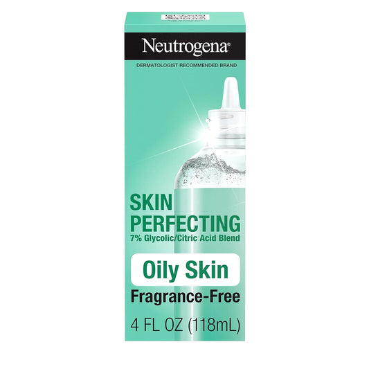 Neutrogena Daily Liquid Facial Exfoliant with 7% Glycolic Acid for Oily Skin - Smoothing & Clarifying Leave-On Treatment, 4 fl. oz
