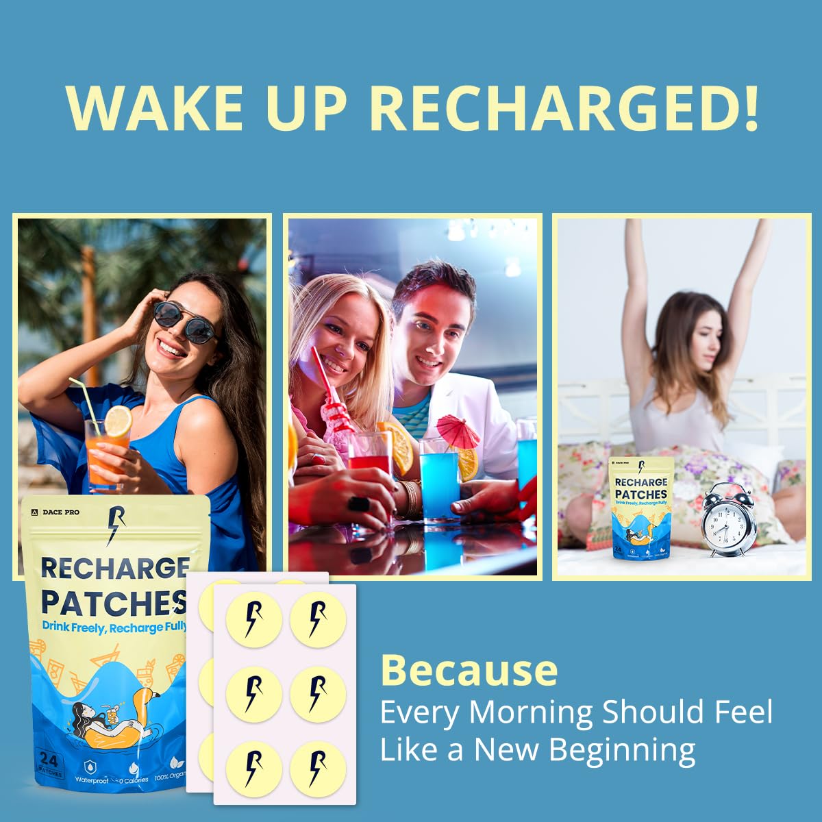 The Recharge Patch 24-Pack: Recovery Patches Cruise Essentials 2026 Women Festival Essentials Travel Essentials Cruise Ship Accessories Travel Size Toiletries Rebound Patches Must Haves for Energy