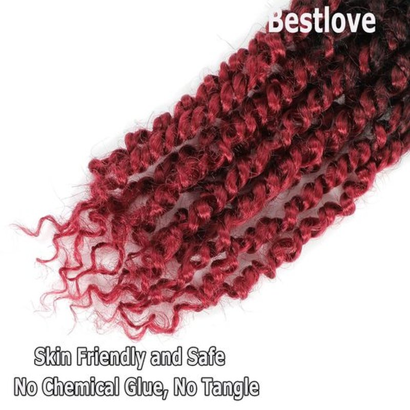 Burgundy Pretwisted Passion Twist Crochet Hair Pre-Looped 14 Inch 8 Packs Short 1B/Bug Crochet Passion Twist Hair Pre Twisted Red Crochet Hair for Black Women