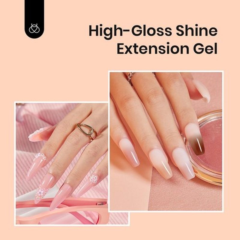 beetles Poly Nail Extension Gel Kit 6 Colors Poly Gel Nail Kit Nude Pink Brown Poly Nail Gel Kit with Mini Nail Lamp Builder Nail Gel Manicure Starter Set DIY Home