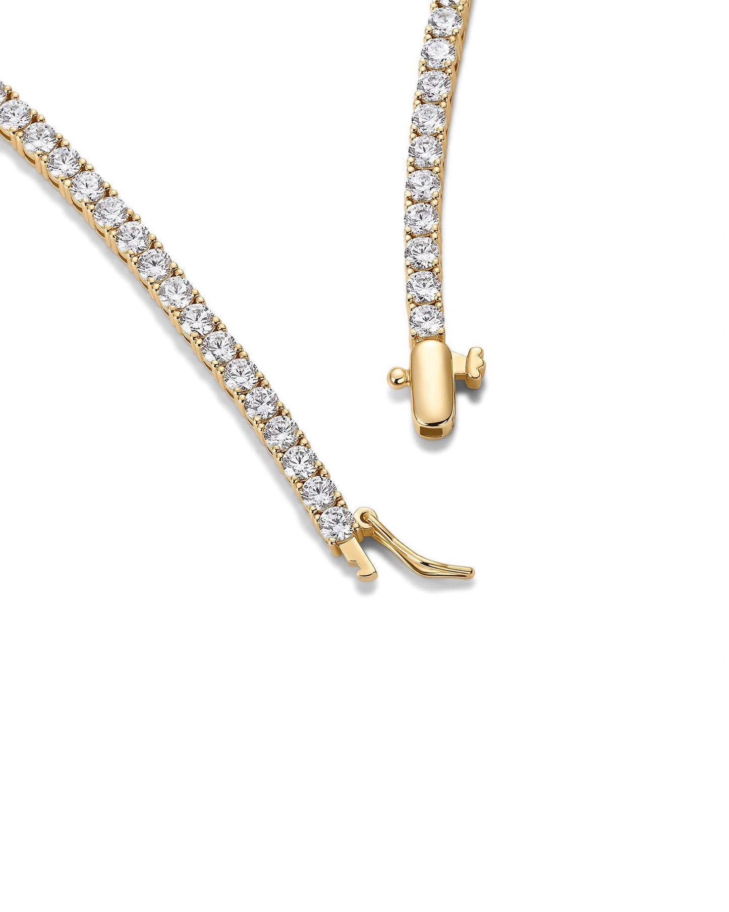 PAVOI 14K Yellow Gold Plated Graduated Tennis Necklaces for Women - Cubic Zirconia Tennis Necklace for Brides & Bridesmaids - Simulated Diamond Chain Trendy Wedding Jewelry - 16 Inches