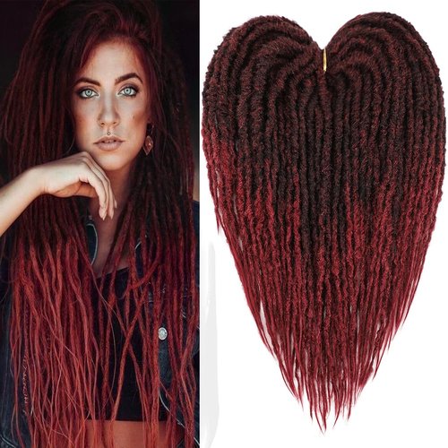 Aguacor Synthetic Textured Dreadlocks Straight Double Ended Dreadlock Extensions with Texture 20inches 5 Strands Thin Soft DE Dreadlock Extensions for Women (5 Strands, 1B/Bug)