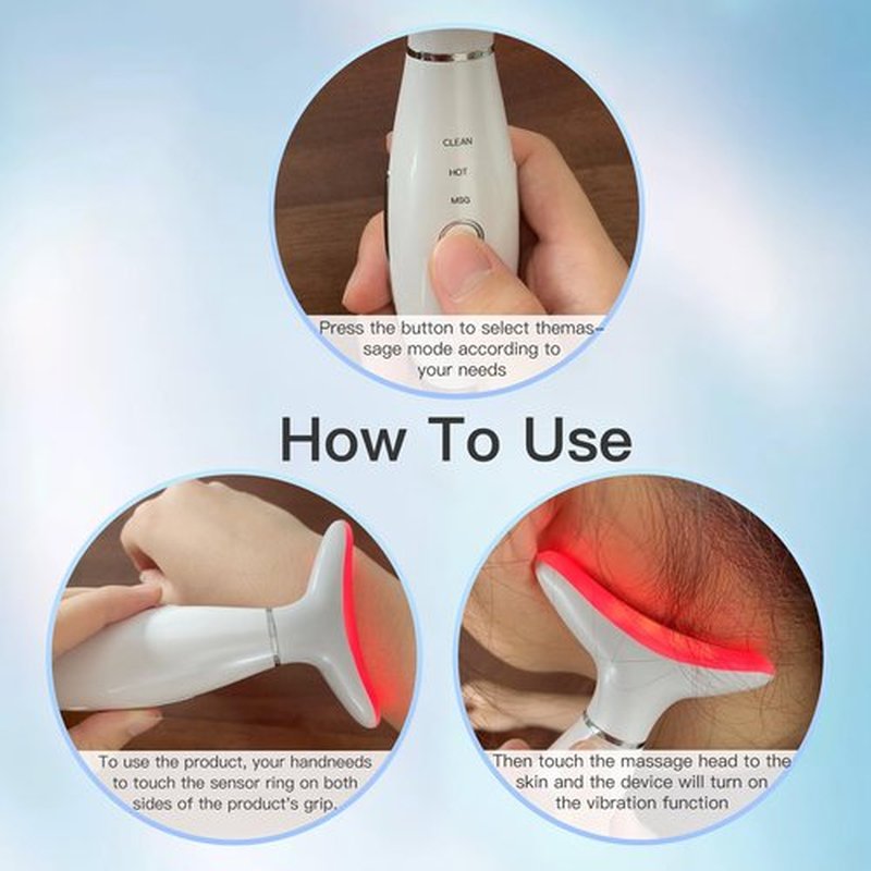 Neck Face Beauty Device, Skin Care Face Massage,3 in 1 Facial Massager, Face Sculpting Tool with Thermals, Vibration (White)