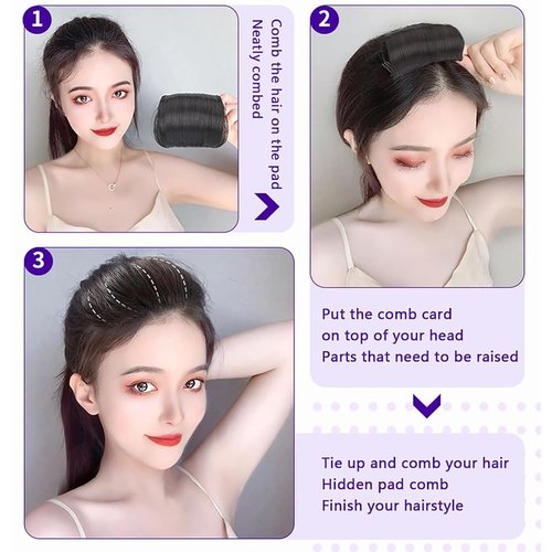 Invisible Fluffy Hair Pad, Natural Hair Bump Clip for Volume, DIY Heighten Hair, Fluffy Hair Pad Styling Insert Tool, Hair Bun Invisible False Hair Clip(1pcs, Silver gray)