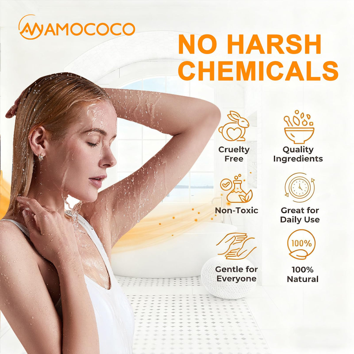 Amococo Vitamin C Turmeric Body Scrub Body Wash, Gentle Exfoliating Shower Gel with Fine Scrub Particles, Hydrating & Moisturizing Daily Cleanser Shower Gel, Unisex, 16.9 fl oz