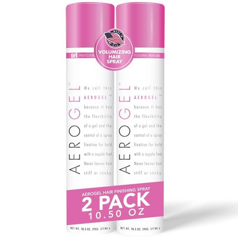 TRI Design Aerogel Hairspray - Non-Toxic Hair Finishing Spray for Styling, Volumizing and Holding Curly Hair with Flexible Hold - For Women and Men - Pack of 2 (10.5 Oz)