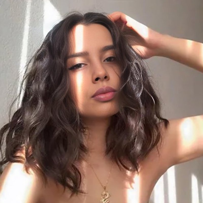 Rose bud Wavy Bob Wig Natural Wig Dark Brown Synthetic Hair Shoulder Length Short Curly Middle Part Lace Front Wigs for Women