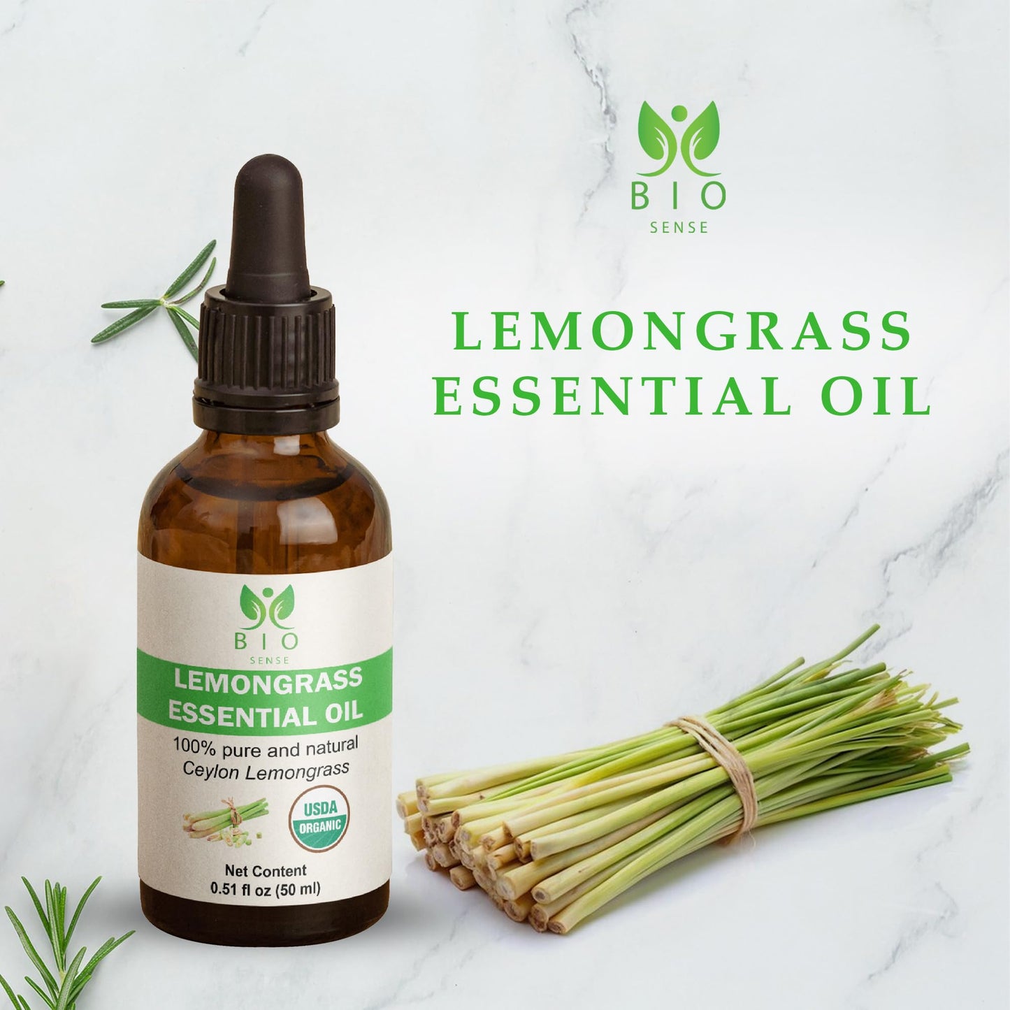 Bio Sense Organic Lemongrass Essential Oil |100% Pure & Organic Lemongrass Essential Oil | Use for Diffuser and Candle Making.