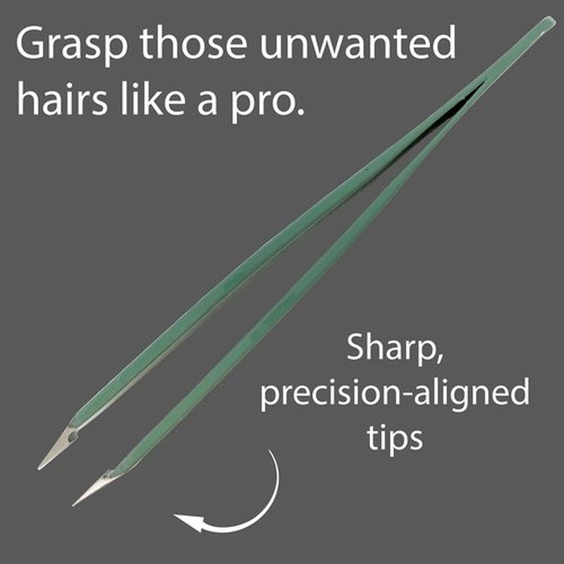 Tweezers – Surgical Grade Stainless Steel - Slant Tip for Expert Eyebrow Shaping and Facial Hair Removal – with Protective Pouch (Sage)