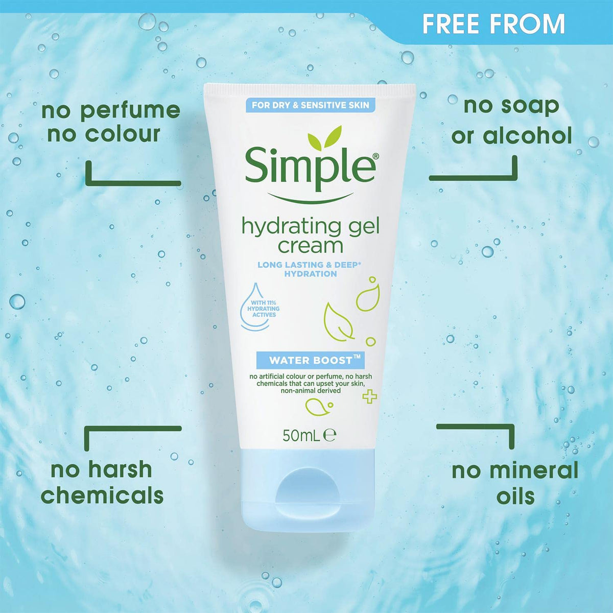 Simple Water Boost Hydrating Gel Cream, Face Moisturizer, 1.7 oz