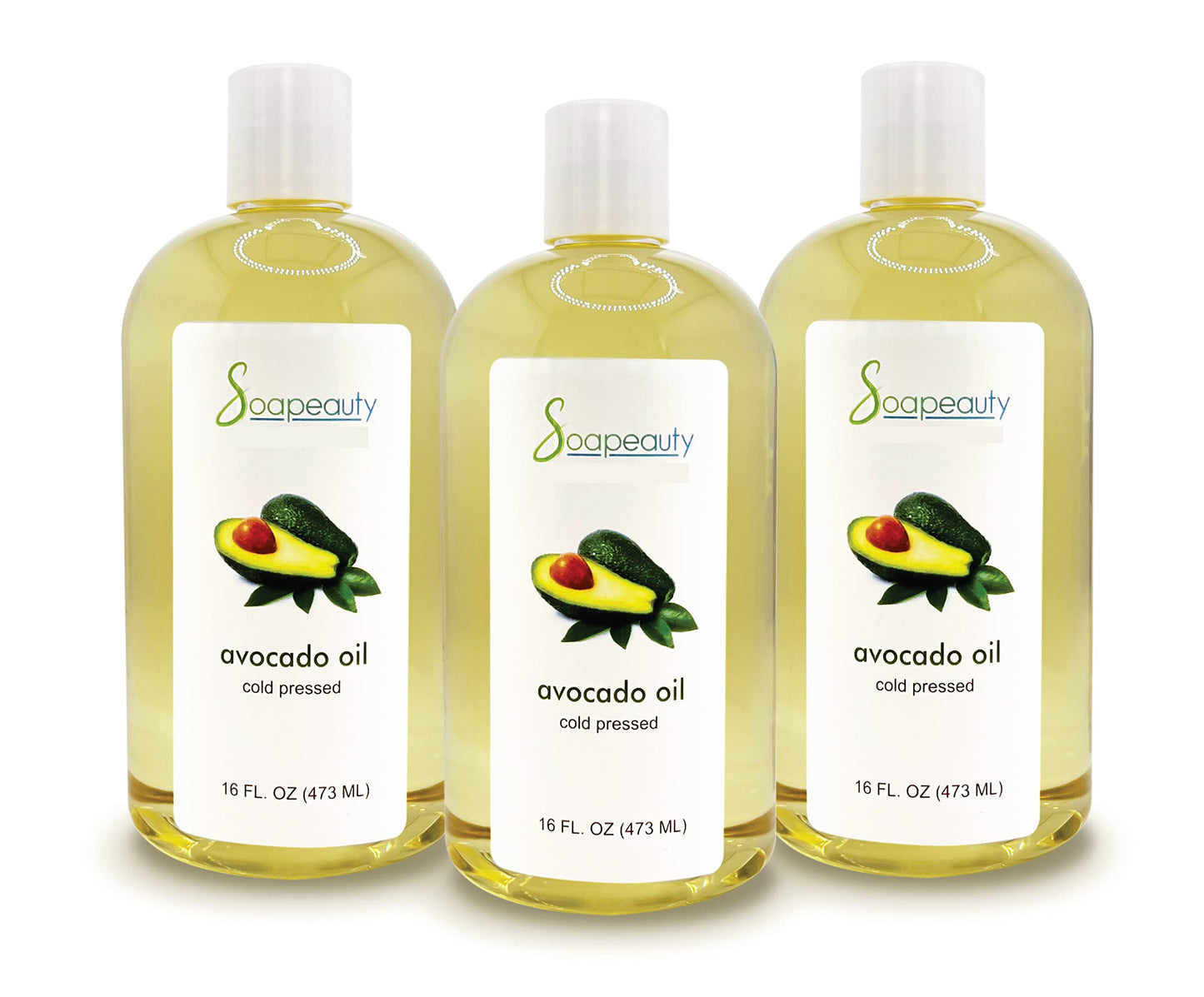 Soapeauty Avocado Oil for Skin & Hair - Cold Pressed - 100% Pure & Natural - Carrier Oil for Essential Oils - Massage Oil - 48 fl oz (3 X 16 fl oz)