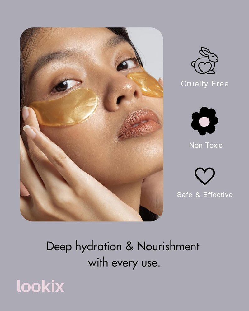 24K Gold Eye Mask - Reduce Puffy Eyes & Dark Circles - 15 Pairs of Hydrating Eye Gels