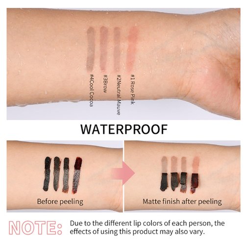 KDGENG Timbersonic Peel Off Lip Stain, 2.5ml/0.08fl.oz Boulari Peel Off Lip Liner Stain, Long Lasting Peel Off Lip Liner Stain Pinked, Boulari Lip Stain Peel Off Waterproof (#4 Cool Cocoa)