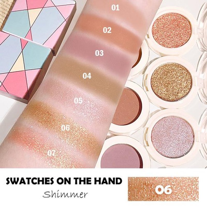 Eyeshadow Single Glitter, High-Pigment Monochrome Eye Shadow Pressed Powder, Everyday Velvety Silky Eye Makeup Looks, Professional Long-Lasting Waterproof Single Eyeshadow Palette, Champagne Gold 06