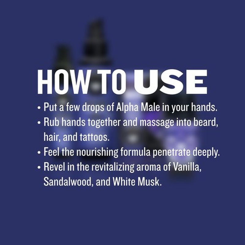 GIBS Alpha Male Beard, Hair & Tattoo Oil - Softens & Strengthens Beard Growth, Moisturizes Skin Made in USA 1 oz