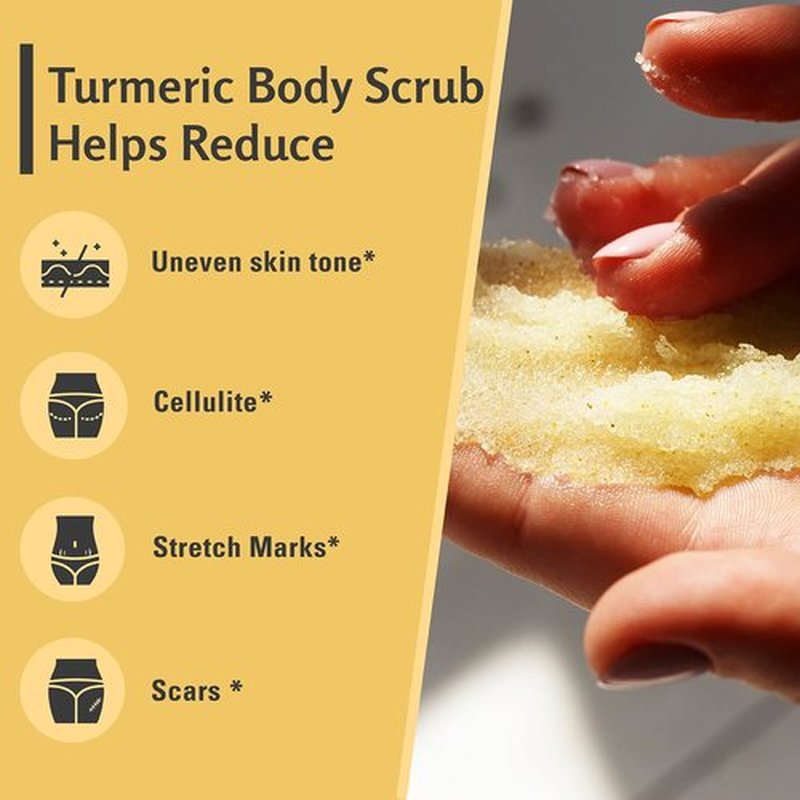Exfoliating Body Scrub Turmeric Body Scrub and Skin Exfoliator with Collagen and Coconut Oil Gently Exfoliate Face Body Hand and Foot Scrub Moisturizing Body SkinCare products by M3 Naturals