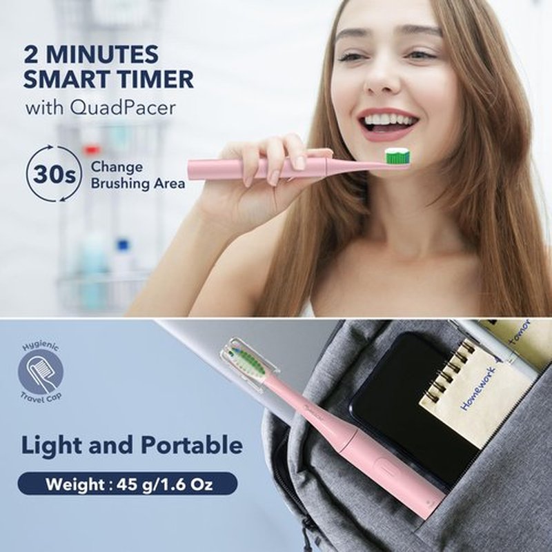 [2024 Newer Version] ARISSON Sonic Electric Toothbrush for Adults, 1.5H Charge for 90 Days, 40,000 VPM Power Toothbrush, 2 Min Timer, [Faster Charging, Stronger Cleaning, Smarter Brushing] Baby Pink