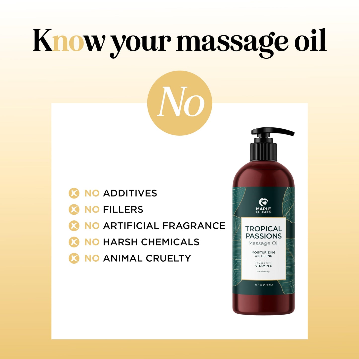 Tropical Massage Oil for Couples Relaxation - Full Body Massage Oil for Date Night with Smooth Gliding Coconut and Sweet Almond Oil with Mango Scent - Non GMO Gluten Free & Vegan (16 Fl Oz)