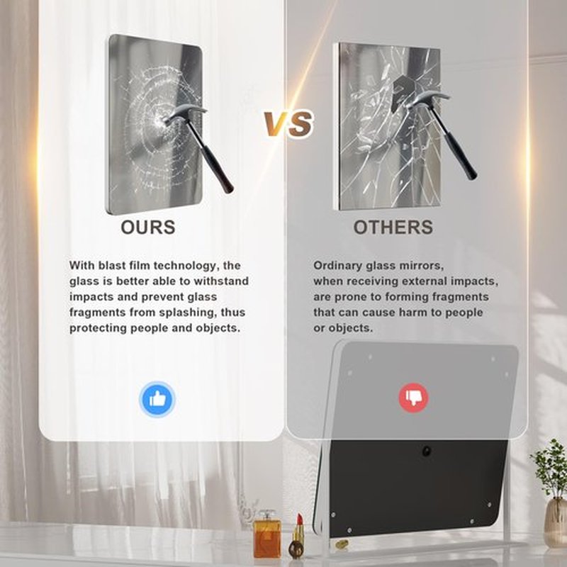 Hasipu Vanity Mirror with Lights, 14" x 12" LED Makeup Mirror, Light up Mirror with 10X Magnification, Smart Touch 3 Colors Dimmable, 360° Rotation (White)