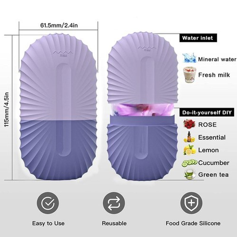 KOGITI Ice Mold for Face, Ice Roller for Face & Eye, Beauty Facial Ice Rollers Ice Holder Mold Face Puffiness Relief Massage Skin Care Tools, Ice Facial Cube (Shell-Purple)