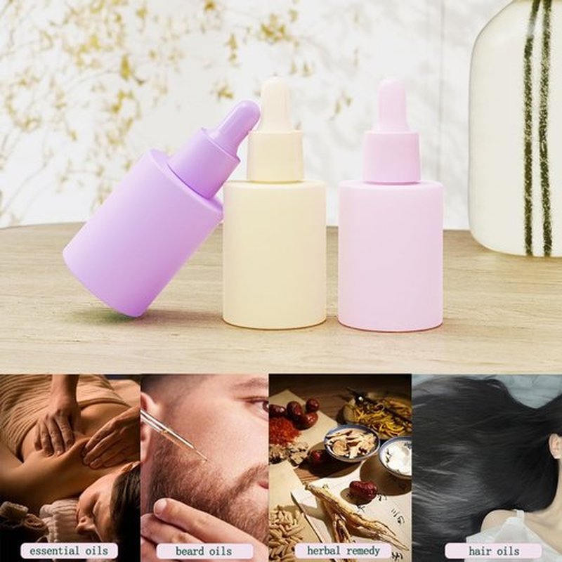 UMETASS 1 oz Small Glass Thick Dropper Droppers Pipette Bottles Glassware Droplet with 3 Funnels, 30ml Leakproof Essential Oils Tincture Bottle Mini Travel Essentials Bottles (4 Pack) (Multicolor)
