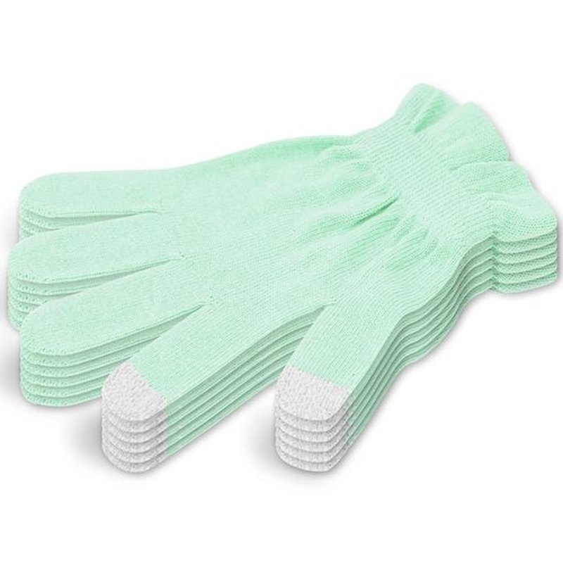 Donfri 6 Pairs Cotton Gloves for Dry Hands, Sleeping Moisturizing Gloves Overnight, Eczema Gloves for Women with Touchscreen Fingers, Lotion Hand Spa Treatment（XS-Green）