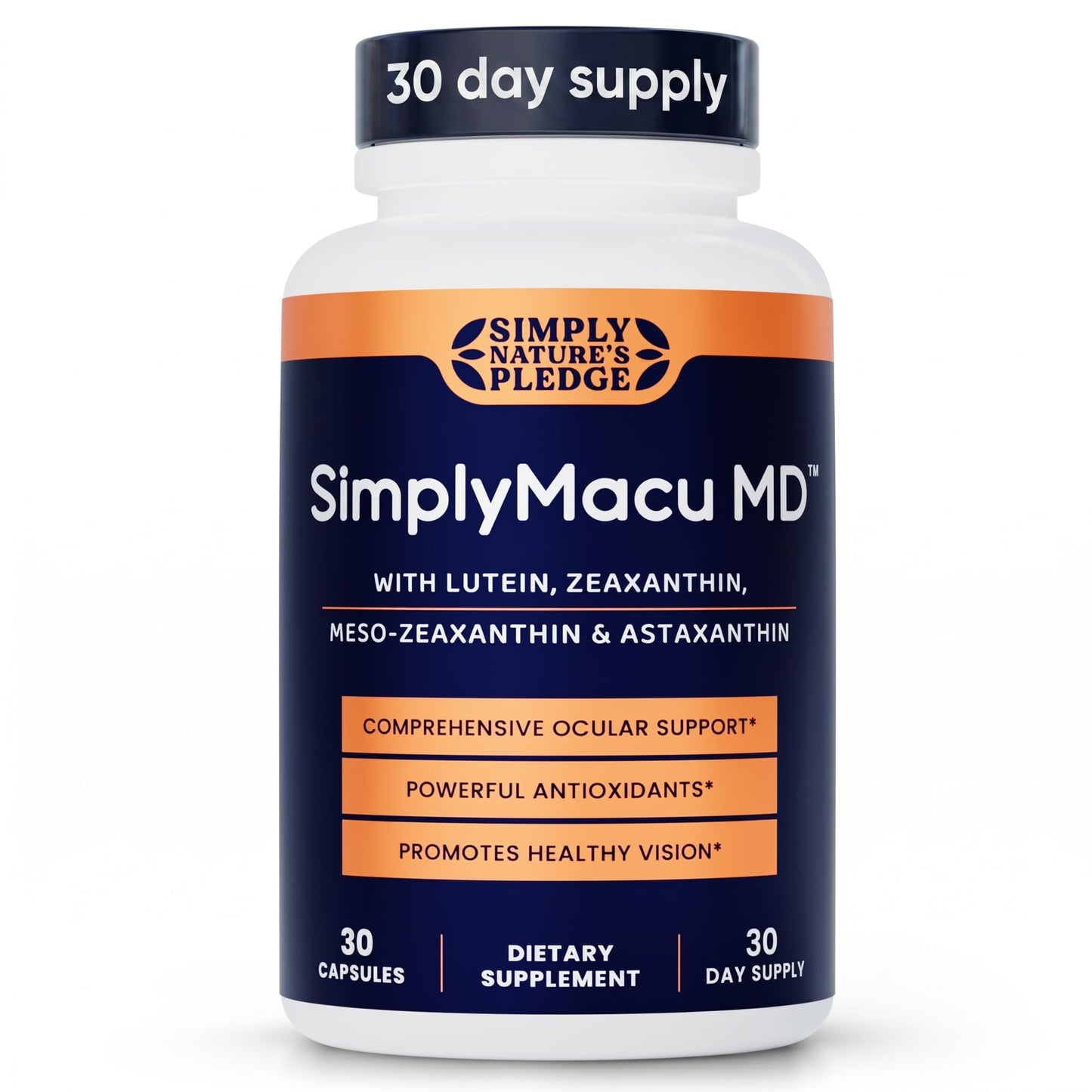 Simply Nature's Pledge Macu MD | Eye Vitamins | 1-Month Supply with Lutein, Zeaxanthin, Meso-Zeaxanthin, Astaxanthin & Bilberry Extract | Advanced Macu Health Vision Support