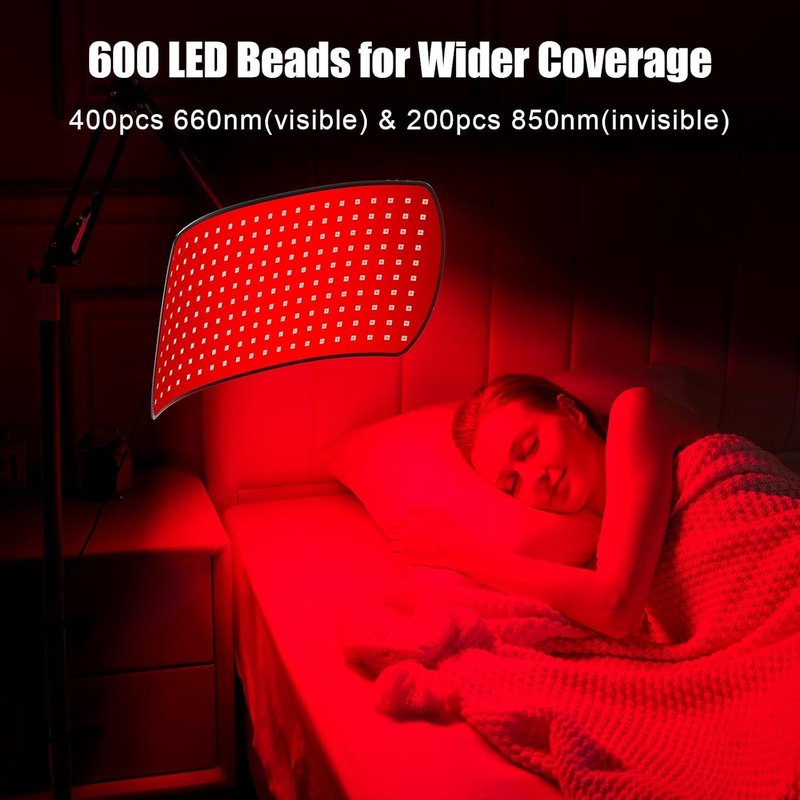 Red Light Therapy Lamp - 10-in-1 Wearable Device with 600 Beads | 660nm & 850nm Infrared for Body & Face