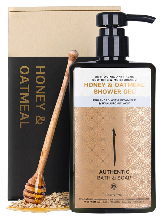 AUTHENTIC BATH & SOAP Organic Honey & Oatmeal Body Wash – Moisturizing Mens Body Wash & Body Wash for Women with Vitamin E & Hyaluronic Acid | Gentle for Sensitive & Acne-Prone Skin | 16.9 Fl Oz