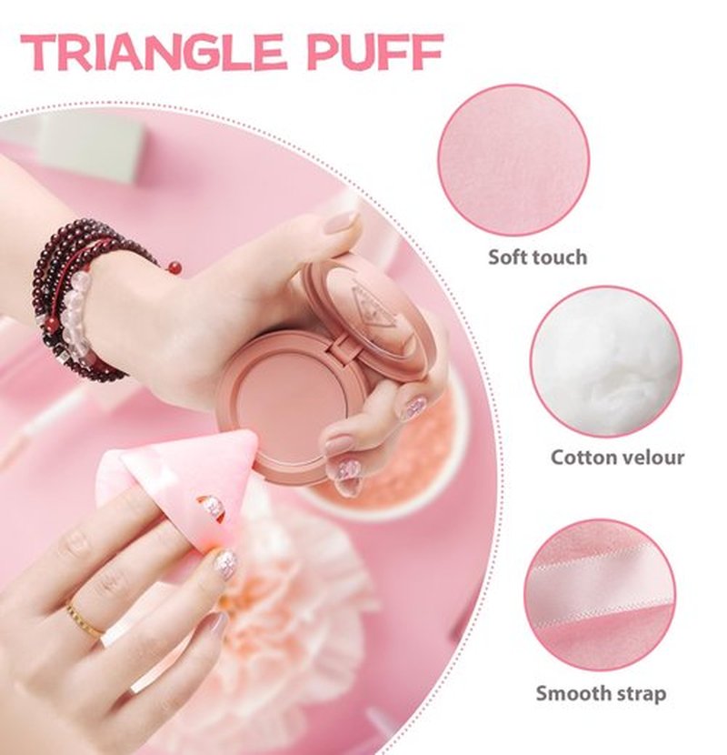 8 Pieces Triangle Powder Puff Face Soft Triangle Makeup Puff Velour Cosmetic Foundation Blender Sponge Beauty Makeup Tools (Pack of 2)