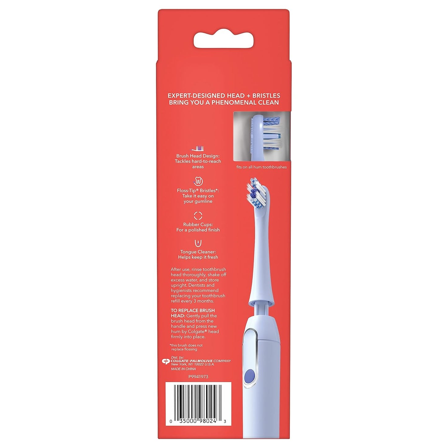 Colgate Hum Connected Smart Battery Toothbrush Refill Head, Blue, 2 Pack
