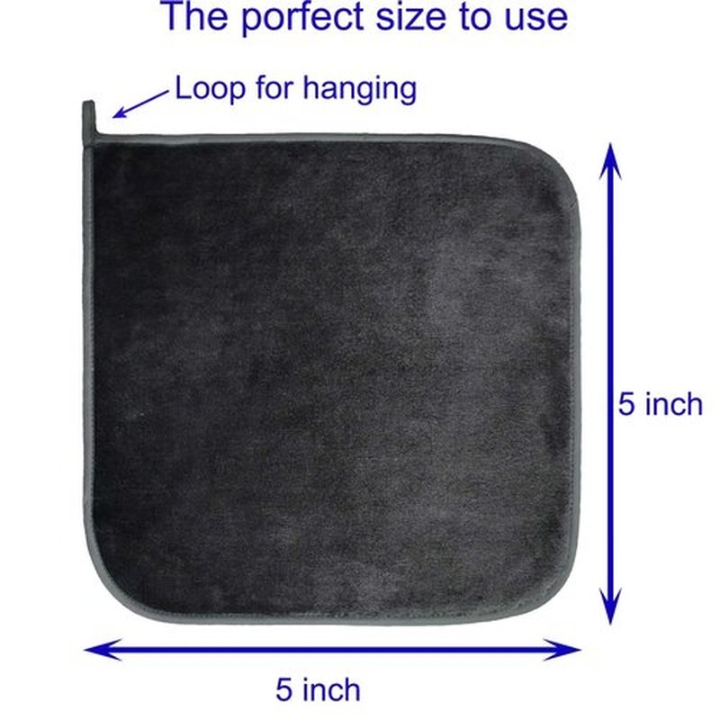 Extra Thick Makeup Remover Cloth (10 pack) Reusable Microfiber Makeup Remover Pads Cotton Rounds Face Pads Eye Makeup Remover Pads Gift Box Packaging for Women 5" X 5" - Black