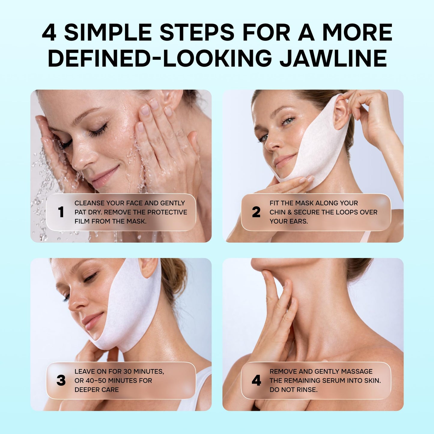 V Line Lifting Mask with Collagen, Retinol & Hyaluronic Acid - Caffeine, Niacinamide Visible Neck Tightening and Chin Lifting Mask for Women - Double Chin Strap for Face & Jawline Shaper - 5 pcs