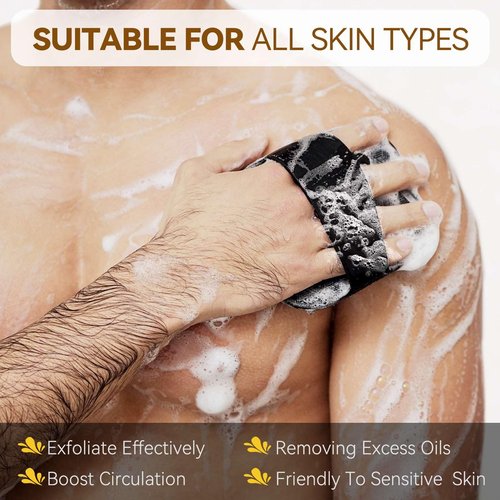 Silicone Body Scrubber for Men & Women, Friendly Shower Body Scrubber for Sensitive Skin, Silicone Loofah Body Scrubber for Showering with Richer Foam Bristles and Anti-Slippery Handle (2 Pack)