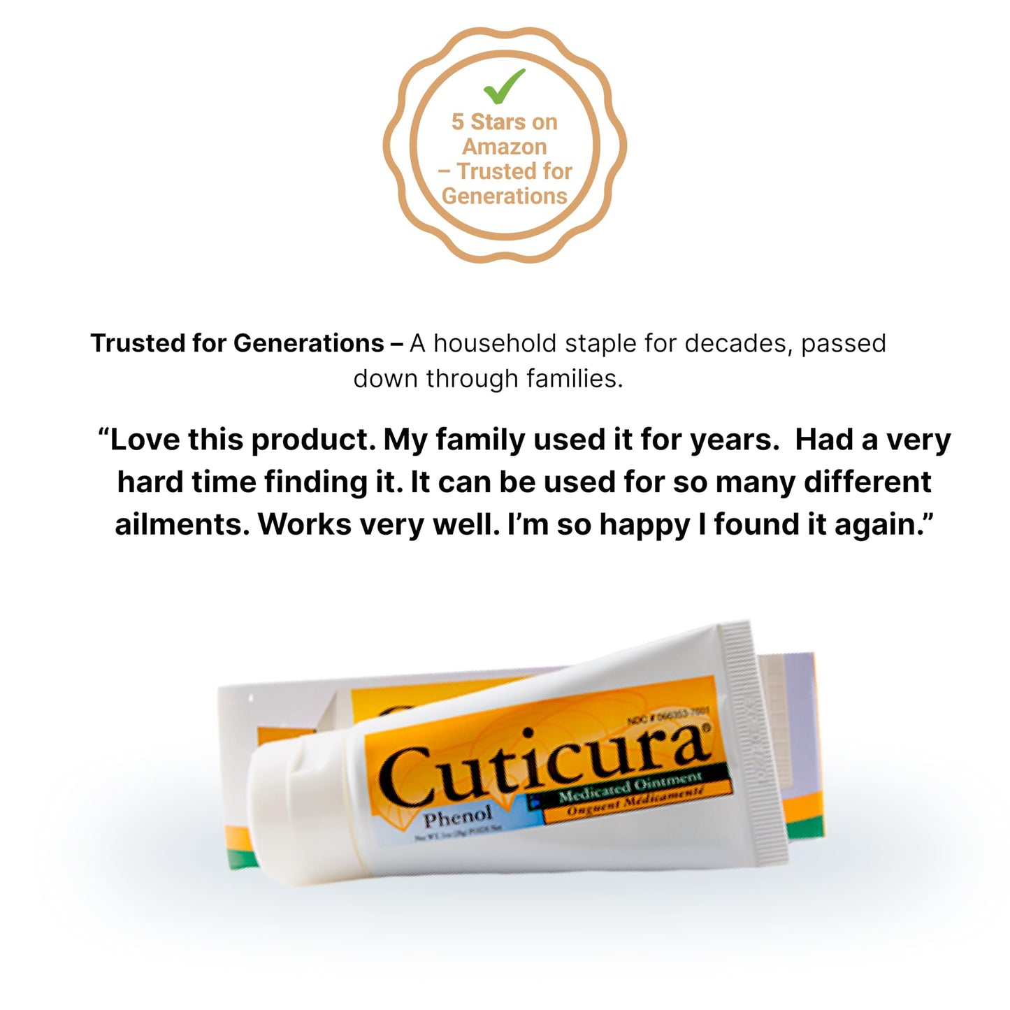 Cuticura Medicated Ointment | First Aid Antiseptic | Infection Protection | Antibiotic-Free Ointment for Cuts, Scrapes & Burns | Soothing Itch & Pain Relief with Aloe Vera & Vitamin E (1 oz) (1 Pack)
