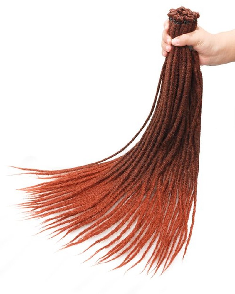MISS SULA 24 Inch Single Ended Dreadlock Extensions for Women(0.6 cmWidth,50 Strands,Omber Ginger),Faux Locs Crochet Hair,Soft Synthetic Loc Extensions(24"-5 Packs,T350)