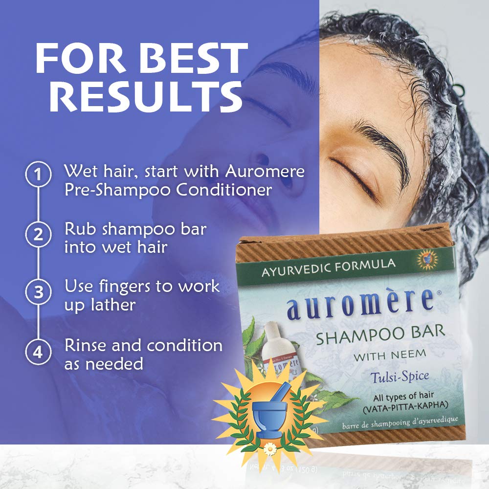 Auromere Ayurvedic Shampoo Bar - Eco Friendly, Handmade, Vegan, Cruelty Free, Natural, Non GMO, All in One Bar for Soap and Shampoo (4.23 oz), 5 pack