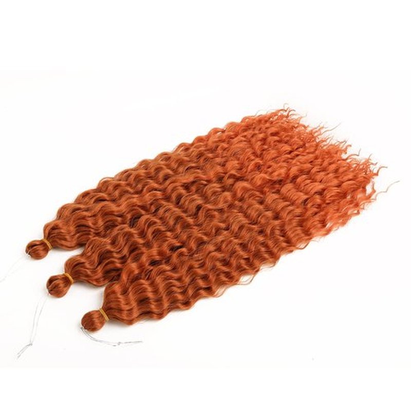 Ocean Wave Crochet Hair 22inch, Orange Curly Braiding Crochet Hair, Synthetic Wavy Crochet Hair Extensions for Women 6packs # 30/145T