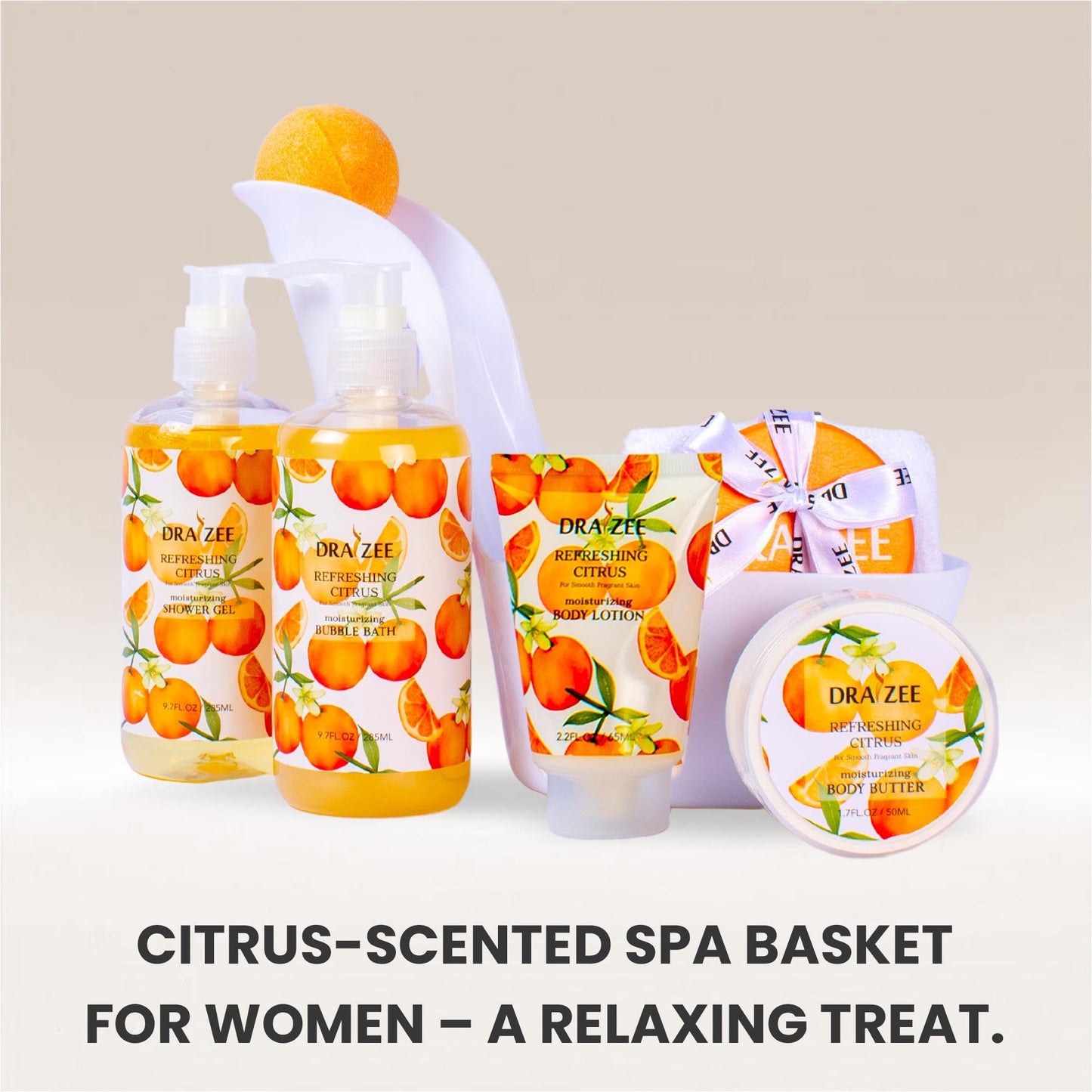 Draizee Heel Shoe Spa Gift Basket for Women, 8 Pc Citrus Scented