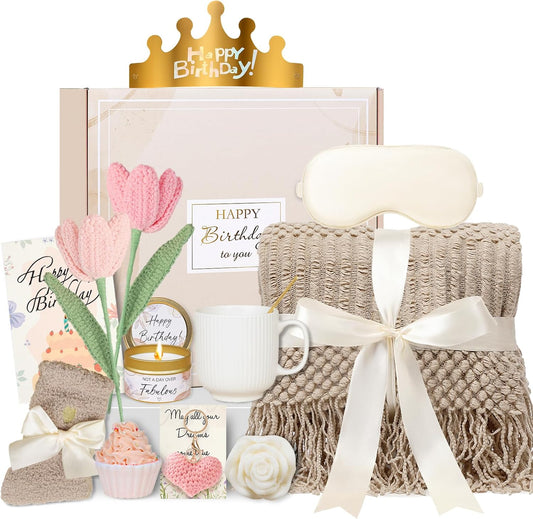 Unique Birthday Gifts for Women - 13PCS Spa Self-Care Basket for Mom, Sister, Wife | Relaxing Vanilla Set