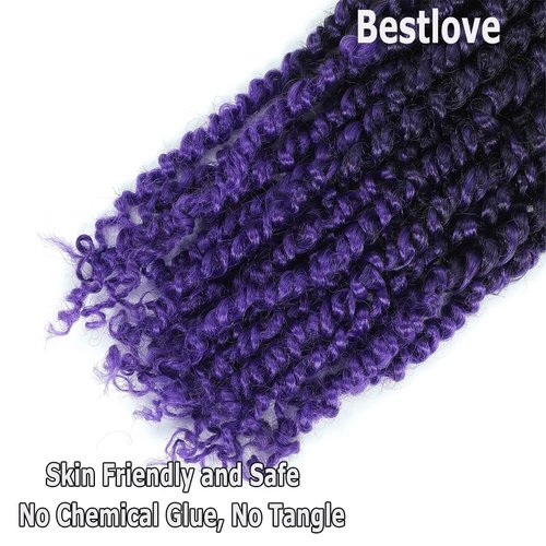 Purple Passion Twist Crochet Hair 14 Inch 8 Packs Black Purple Pre Twisted Passion Twist Crochet Hair Prelooped Purple Ombre Crochet Twists Hair for Black Women