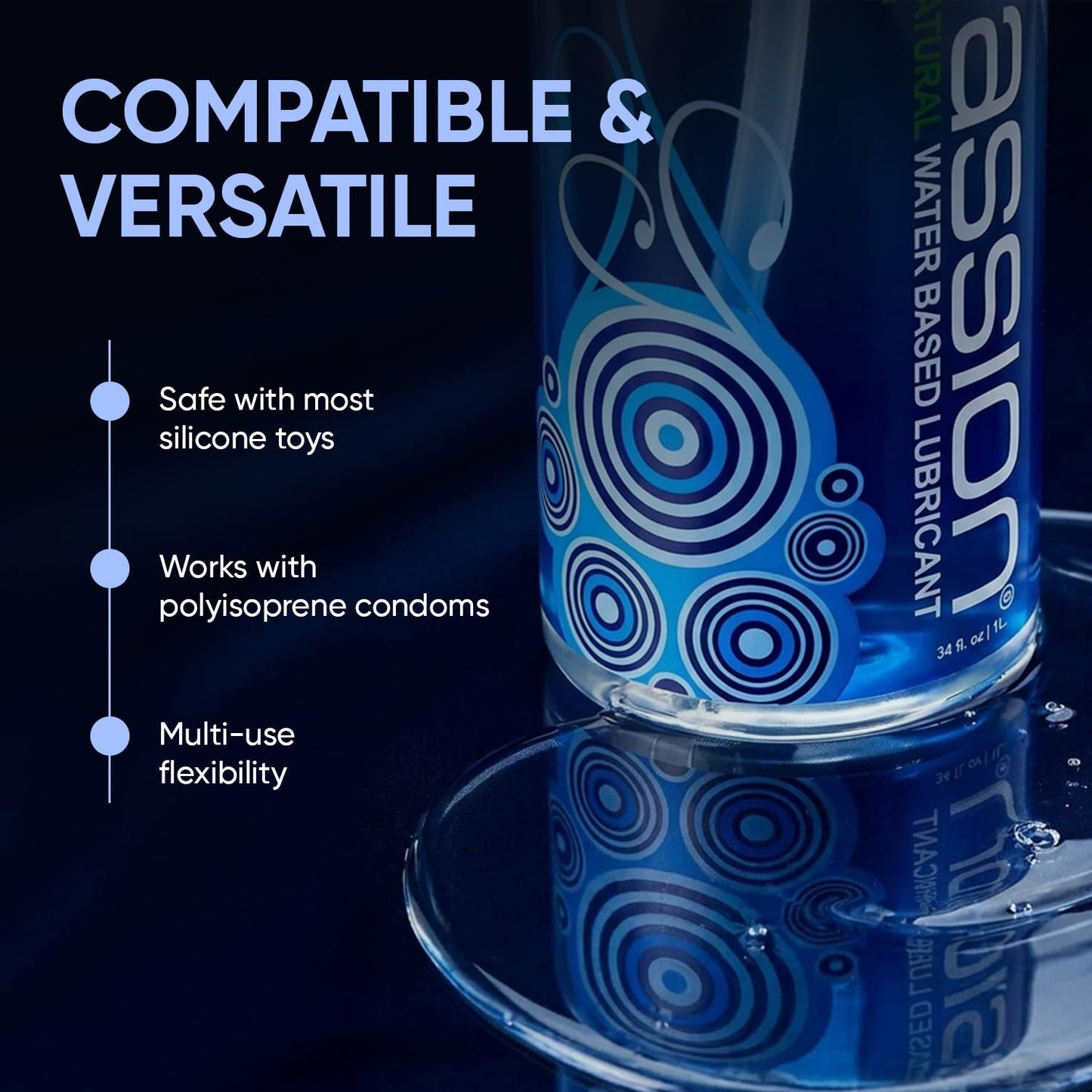 Passion Natural Water-Based Personal Lubricant Twin Pack, Premium, Non-Sticky, Easy-to-Clean Formula for Smooth, Comfortable Use - 34 Fl Oz (Pack of Two)
