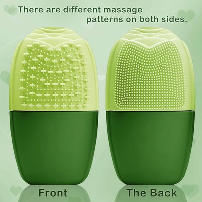 KOGITI Ice Mold for Face, Ice Roller for Face & Eye, Beauty Facial Ice Rollers Ice Holder Mold Face Puffiness Relief Massage Skin Care Tools, Ice Facial Cube (Brush-Green)